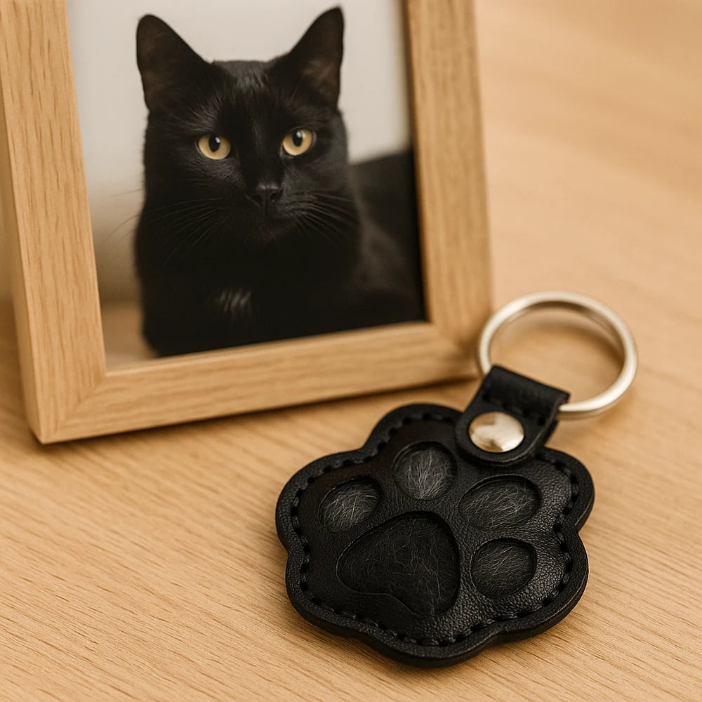Vegan Leather Pet Hair Keepsake Keyring