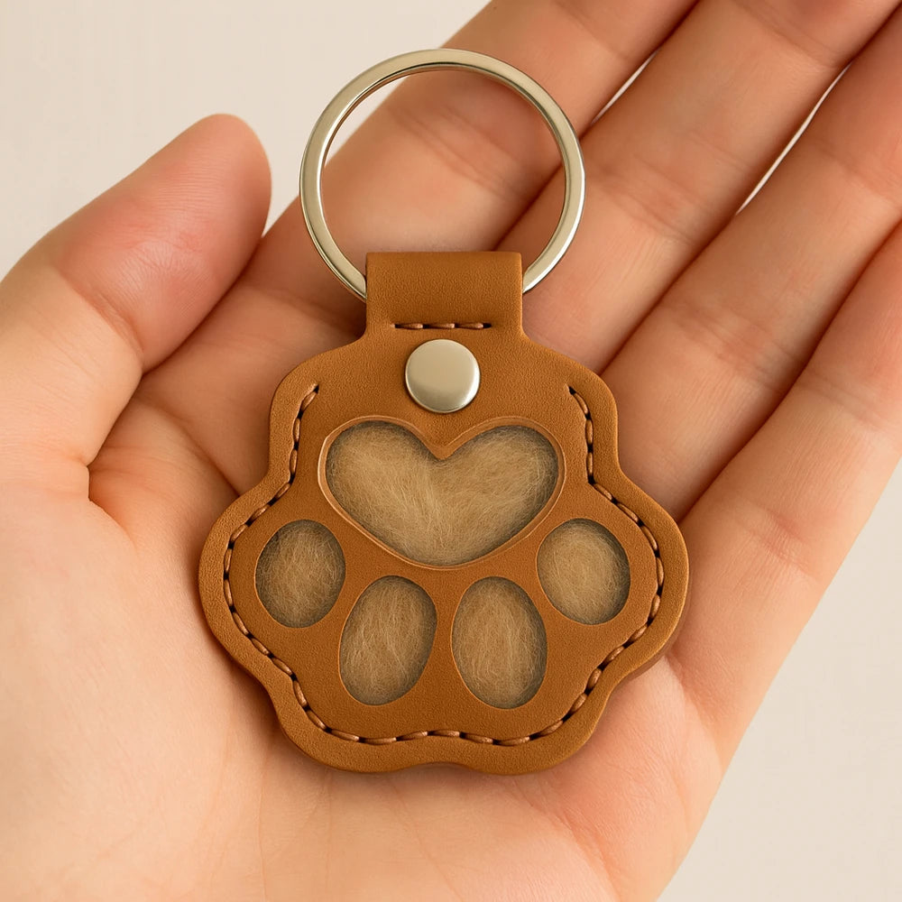 Vegan Leather Pet Hair Keepsake Keyring