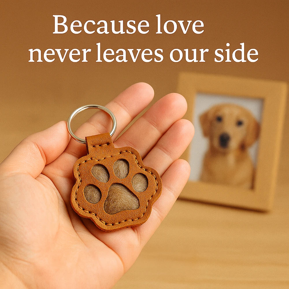 Vegan Leather Pet Hair Keepsake Keyring