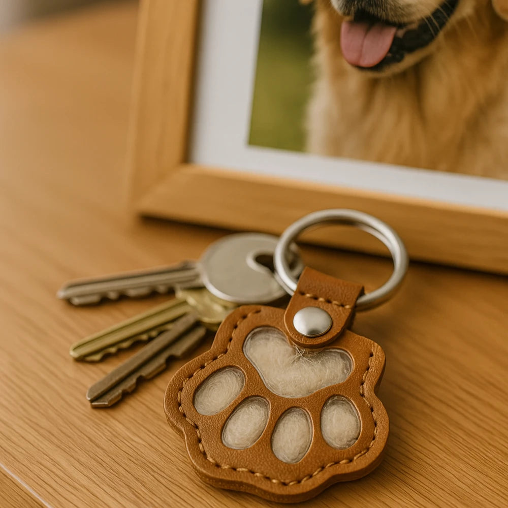 Vegan Leather Pet Hair Keepsake Keyring